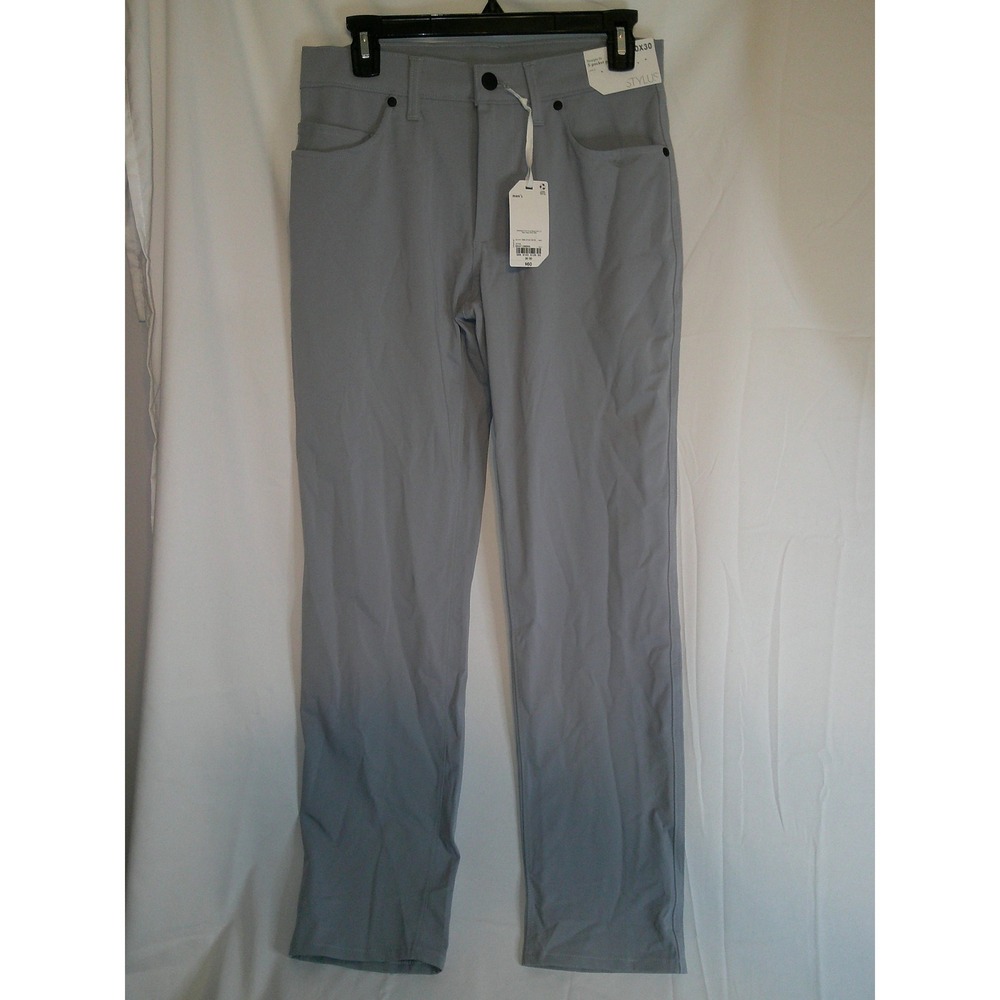 Mens Stylus Straight Fit 5-Pocket Gray Stretch Pants‎ Size 30x30 $60 NWT